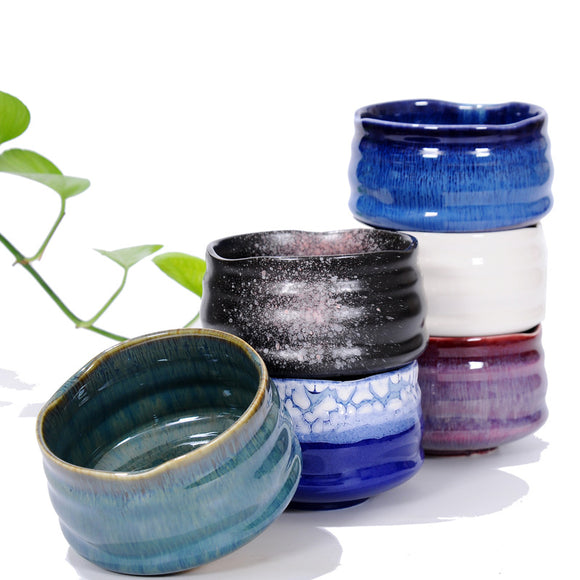 Matcha Bowl Glazed Green Tea Chawan for Japanese Tea Ceremony (Black&Pink)