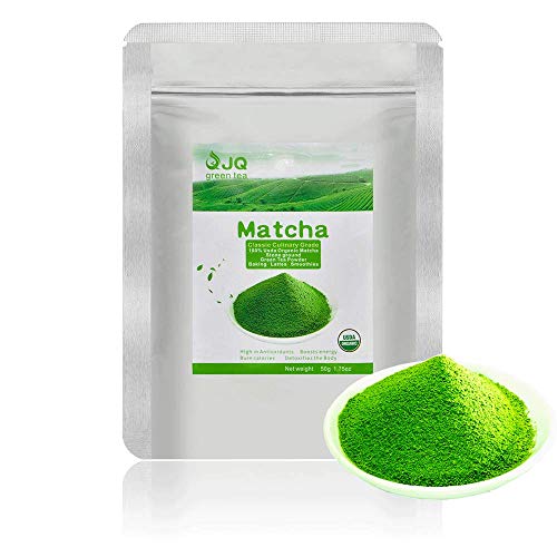 JQ Matcha Green Tea Powder 1.75 OZ 50 g Small Package Classic Culinary Grade USDA 100 Pure Organic No Sugar to Drink Beverage Aromatic Tasty