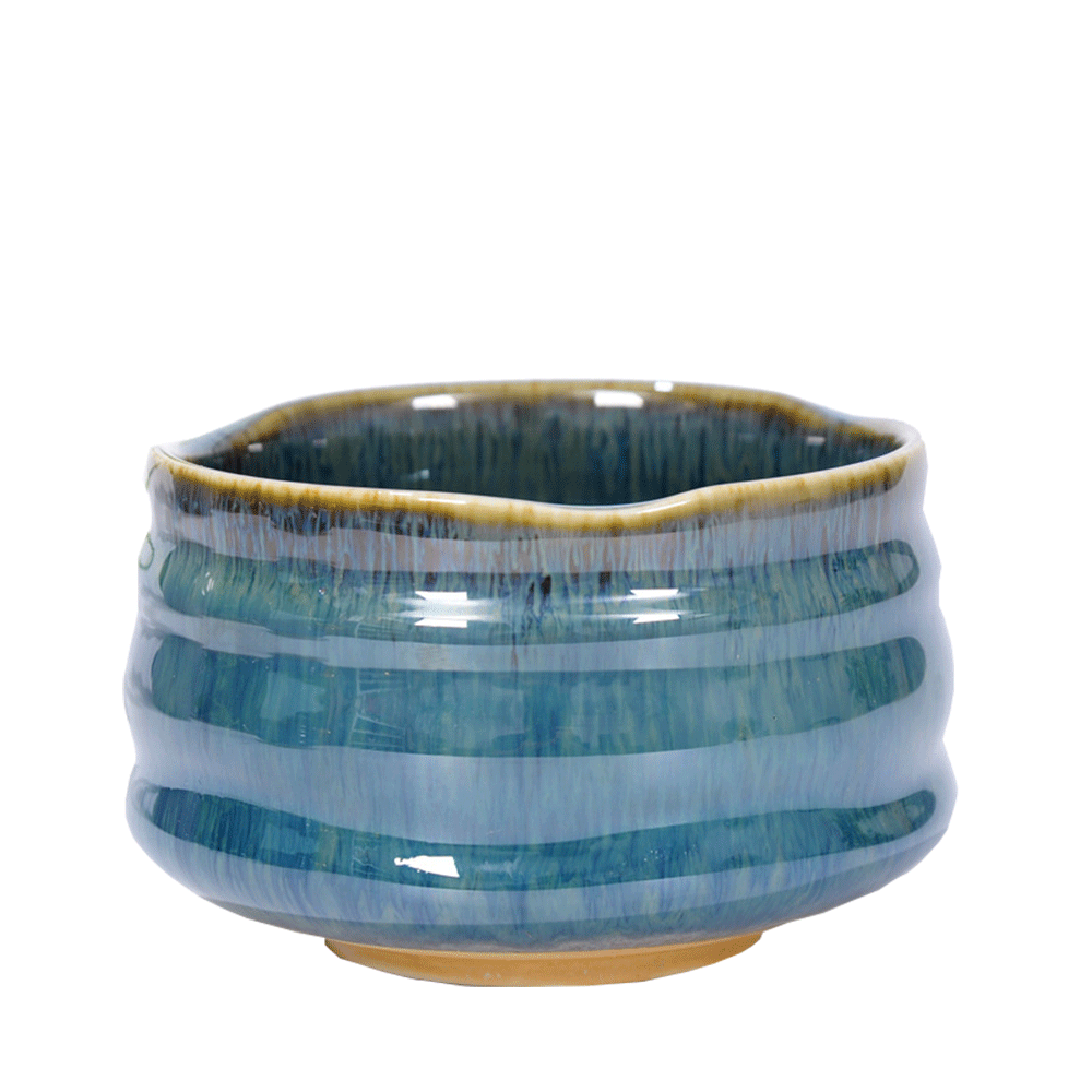 Matcha Bowl Glazed Green Tea Chawan for Japanese Tea Ceremony (Turquoise Blue)