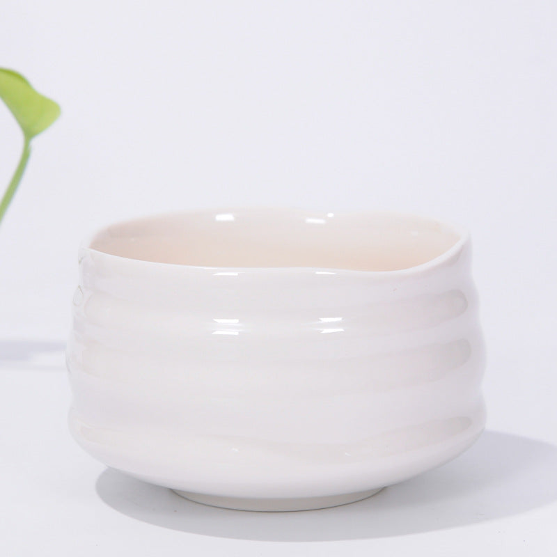 Matcha Bowl Glazed Green Tea Chawan for Japanese Tea Ceremony (White)