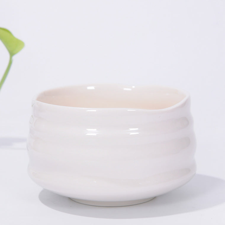 Matcha Bowl Glazed Green Tea Chawan for Japanese Tea Ceremony (White)